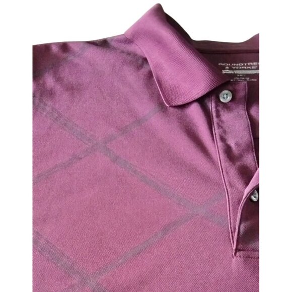 Roundtree & Yorke Size 3XT Polo Shirt Mens Performance Burgundy Diamond Pattern - Picture 4 of 8